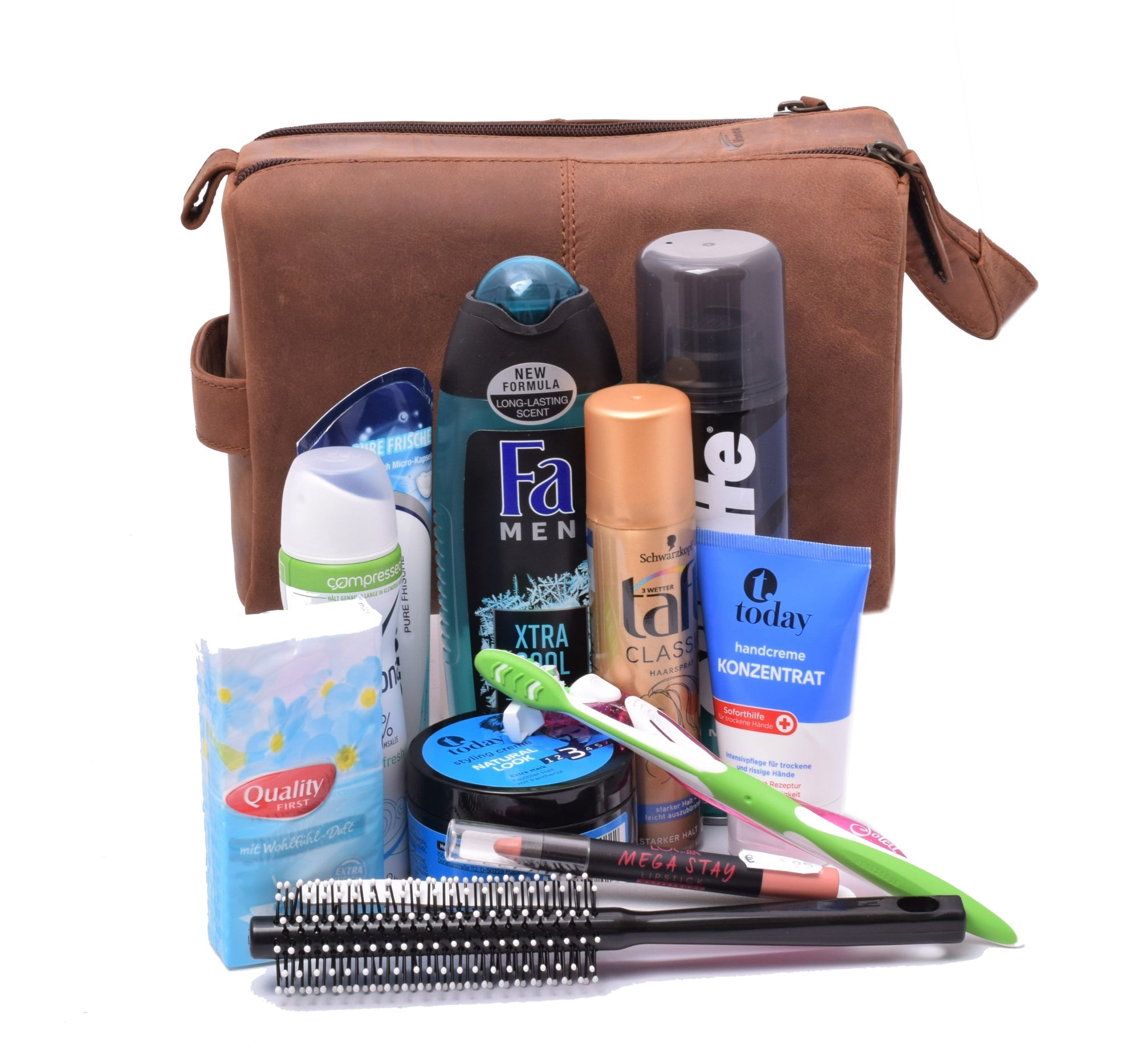 Menzo MB50 Kulturbeutel Büffelleder/deltabraun