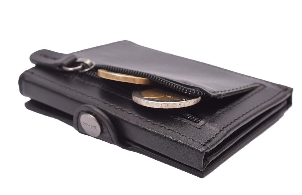 X-POC 7049 Kreditkarten Slim-Wallet mit Münzfach Nappaleder/schwarz