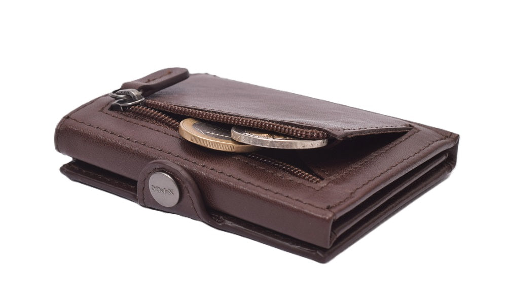 X-POC 7049 Kreditkarten Slim-Wallet mit Münzfach Rindsleder/dunkelbraun