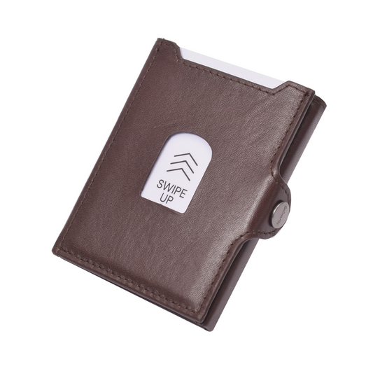 X-POC 7049 Kreditkarten Slim-Wallet mit Münzfach Rindsleder/dunkelbraun