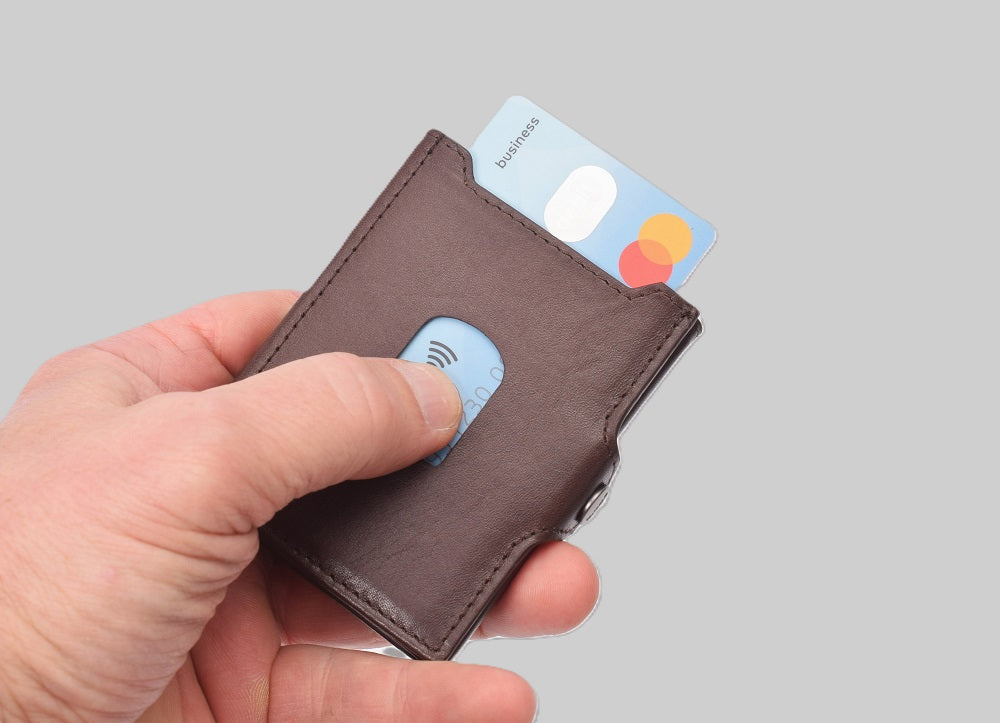 X-POC 7049 Kreditkarten Slim-Wallet mit Münzfach Rindsleder/dunkelbraun