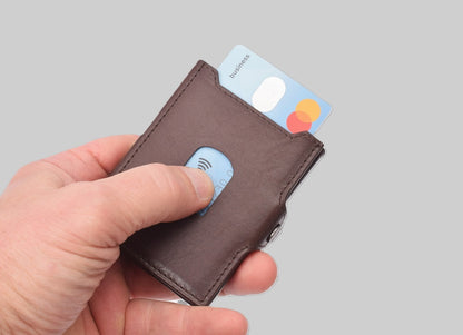 X-POC 7049 Kreditkarten Slim-Wallet mit Münzfach Rindsleder/dunkelbraun
