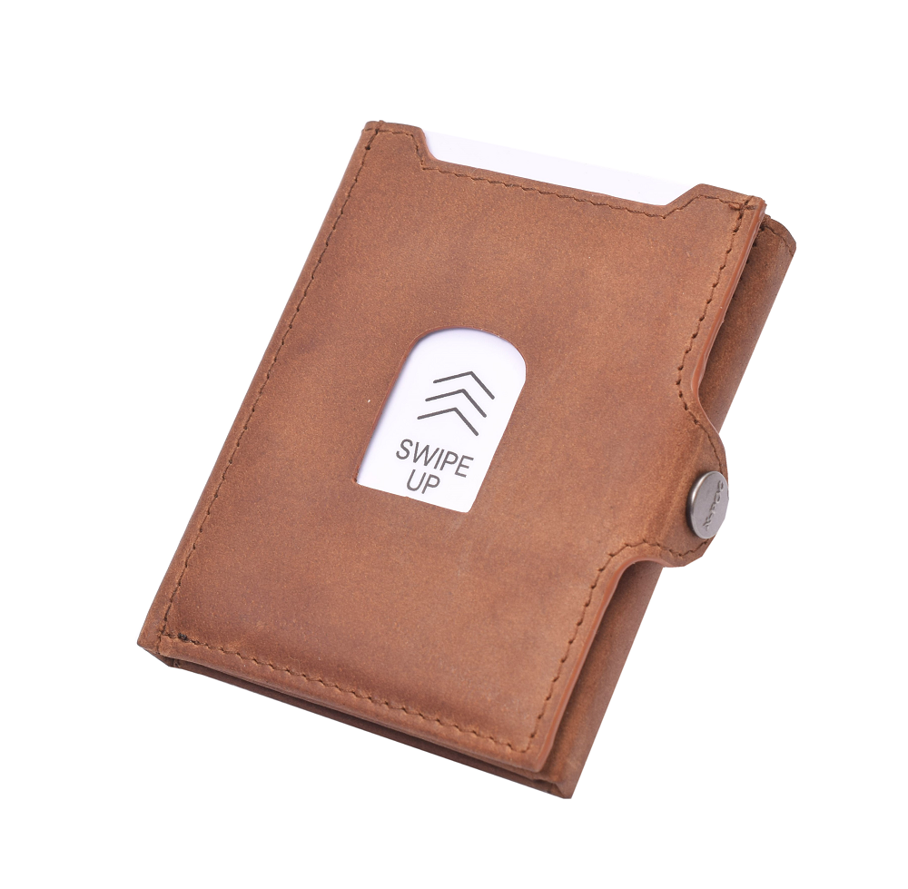 X-POC 7048 Kreditkarten Slim-Wallet Büffelleder/deltabraun