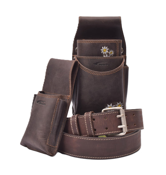 Kellnerbörsenset - 3-teilig - marone-edelweiss (Kellnerbörsenset + Computerhalter + Gürtel)