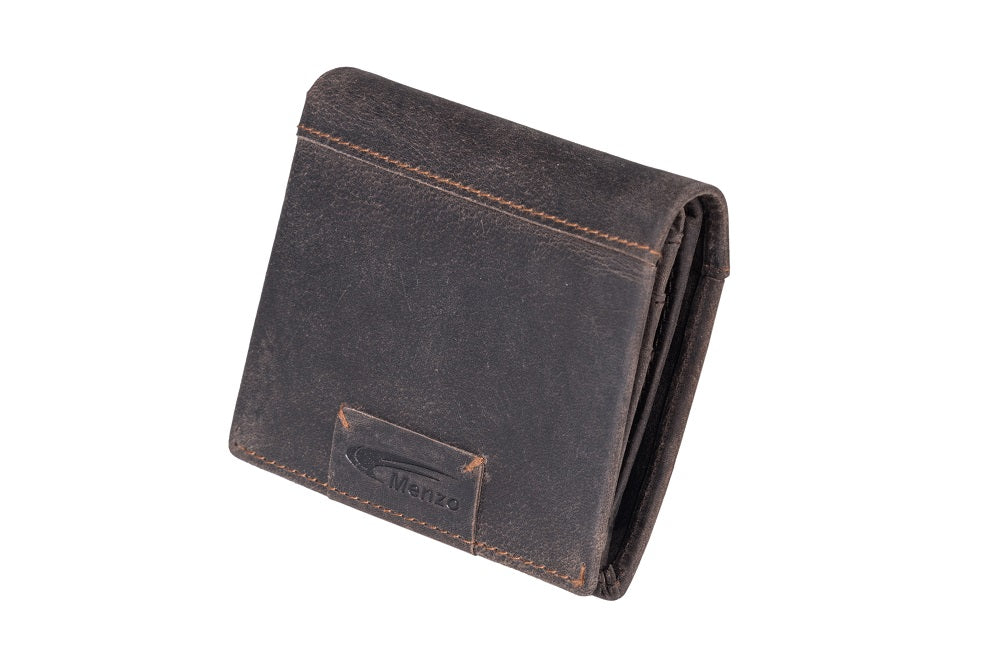 Menzo 8008 Kleinbörse darkbraun / Büffelleder