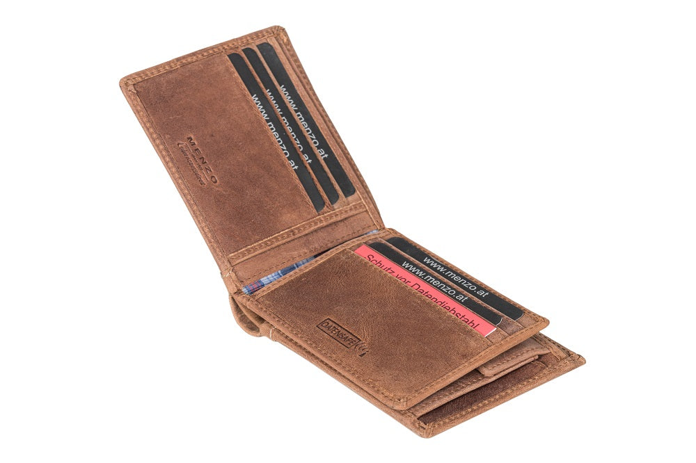 Menzo 8011 Herrenbörse deltabraun / Büffelleder