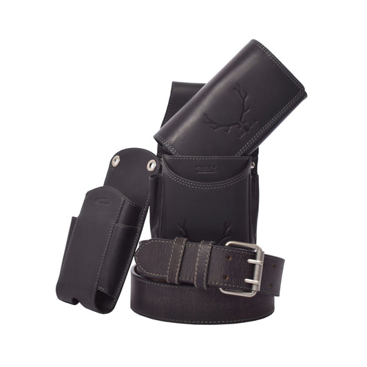 Kellnerbörsenset - 3-teilig - schwarz-hirsch (Kellnerbörsenset + Computerhalter + Gürtel)