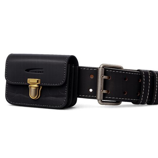 Gürteltasche Büffelleder/schwarz