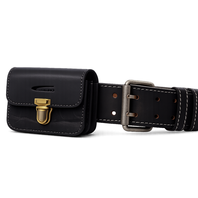 Gürteltasche Büffelleder/schwarz