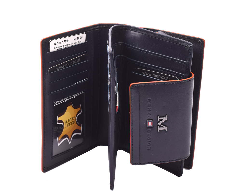 Menzo 7024 Damenbörse saison3 navy-orange / Nappaleder