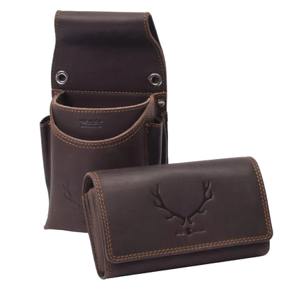 Profikellnerset 12 Monate Garantie Büffelleder Doppelnaht/Hirsch marone