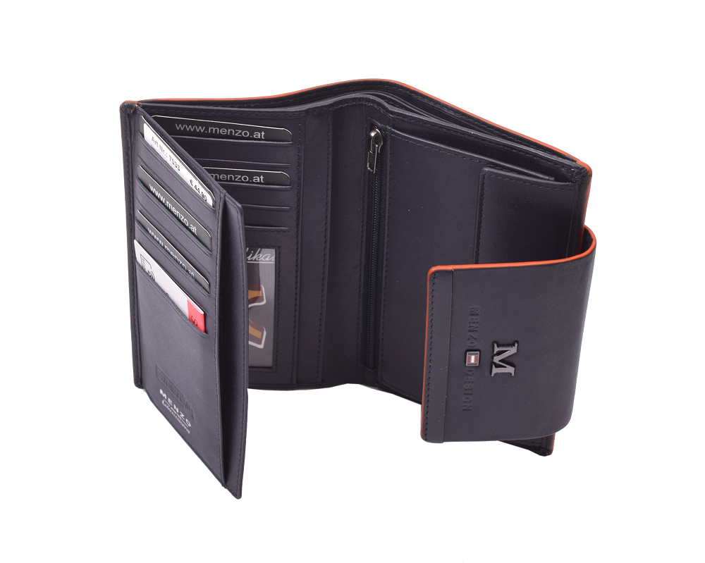 Menzo 7033 Damenbörse saison3 navy-orange / Nappaleder
