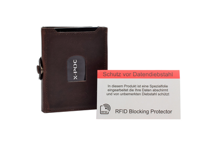 X-POC 7049 Kreditkarten Slim-Wallet mit Münzfach Rindsleder/dunkelbraun