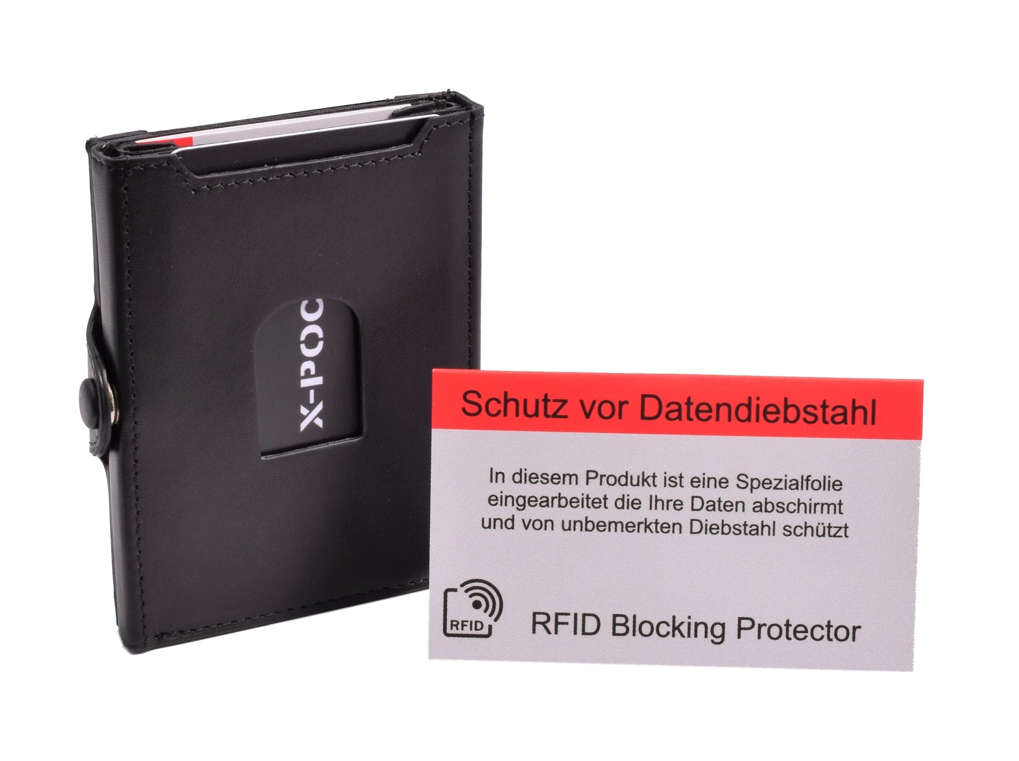 X-POC 7049 Kreditkarten Slim-Wallet mit Münzfach Nappaleder/schwarz