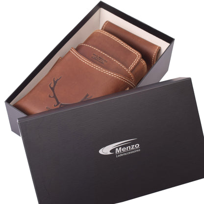 Profikellnerset 12 Monate Garantie Büffelleder Doppelnaht/Hirsch deltabraun