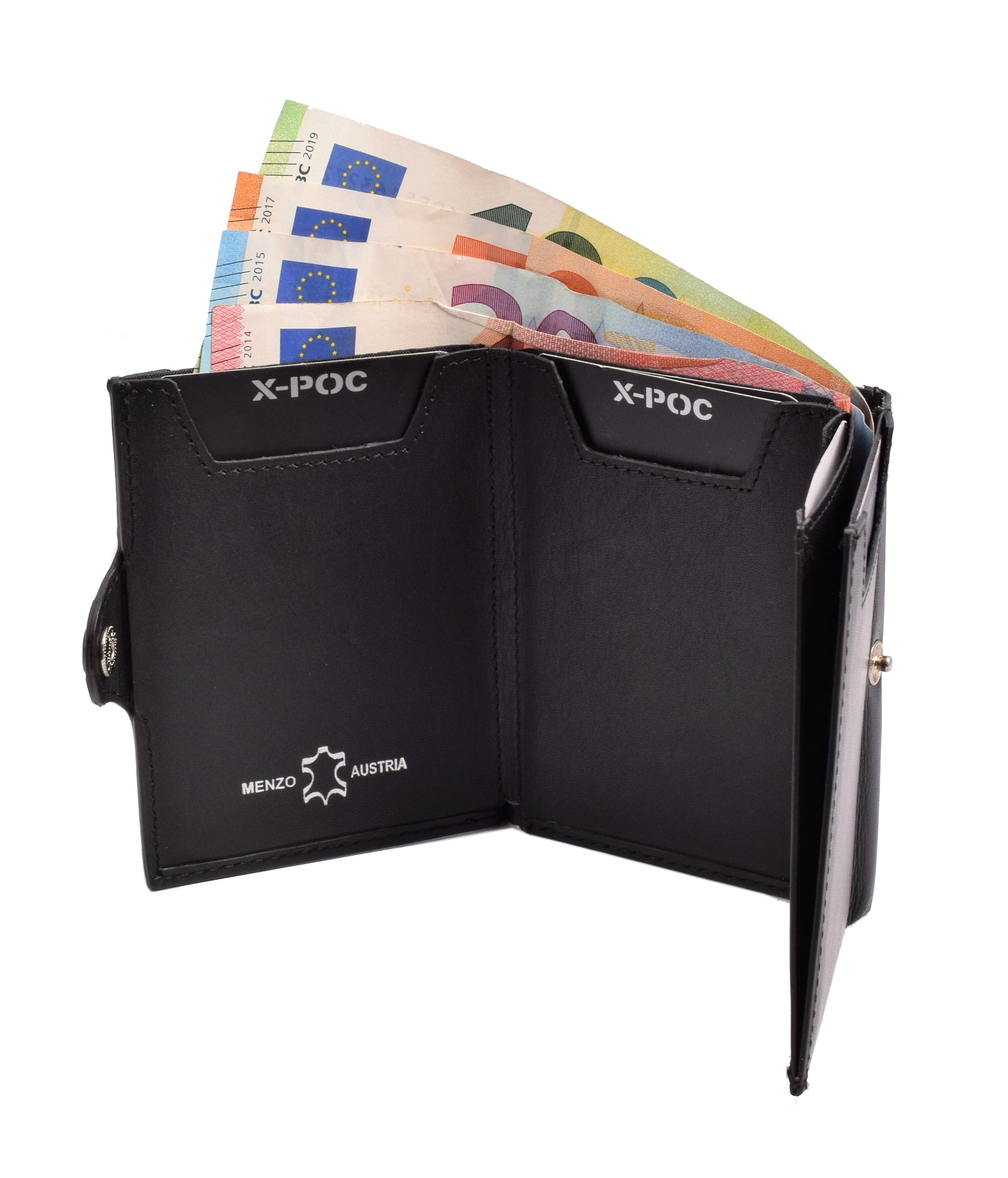 X-POC 7049 Kreditkarten Slim-Wallet mit Münzfach Nappaleder/schwarz