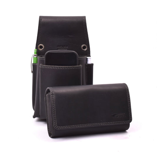 Profikellnerset - Kellnerbörse & Kellnertasche mit Ordermanfach | Büffelleder | Schwarz | Neu