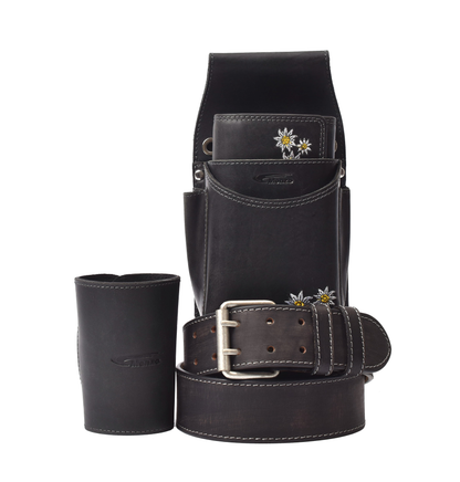Kellnerbörsenset - 3-teilig - schwarz-edelweiss (Kellnerbörsenset + Getränkehalter + Gürtel)