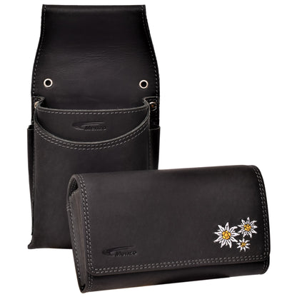 Profikellnerset 12 Monate Garantie Büffelleder Doppelnaht/Edelweiss schwarz