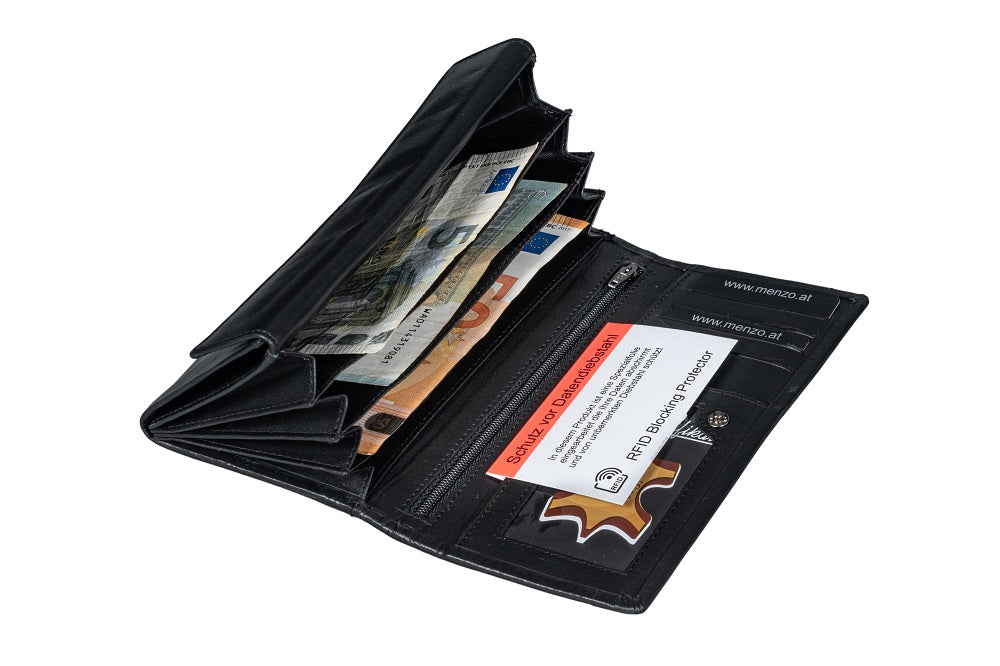 Menzo 7015 Damenbörse schwarz / Nappaleder