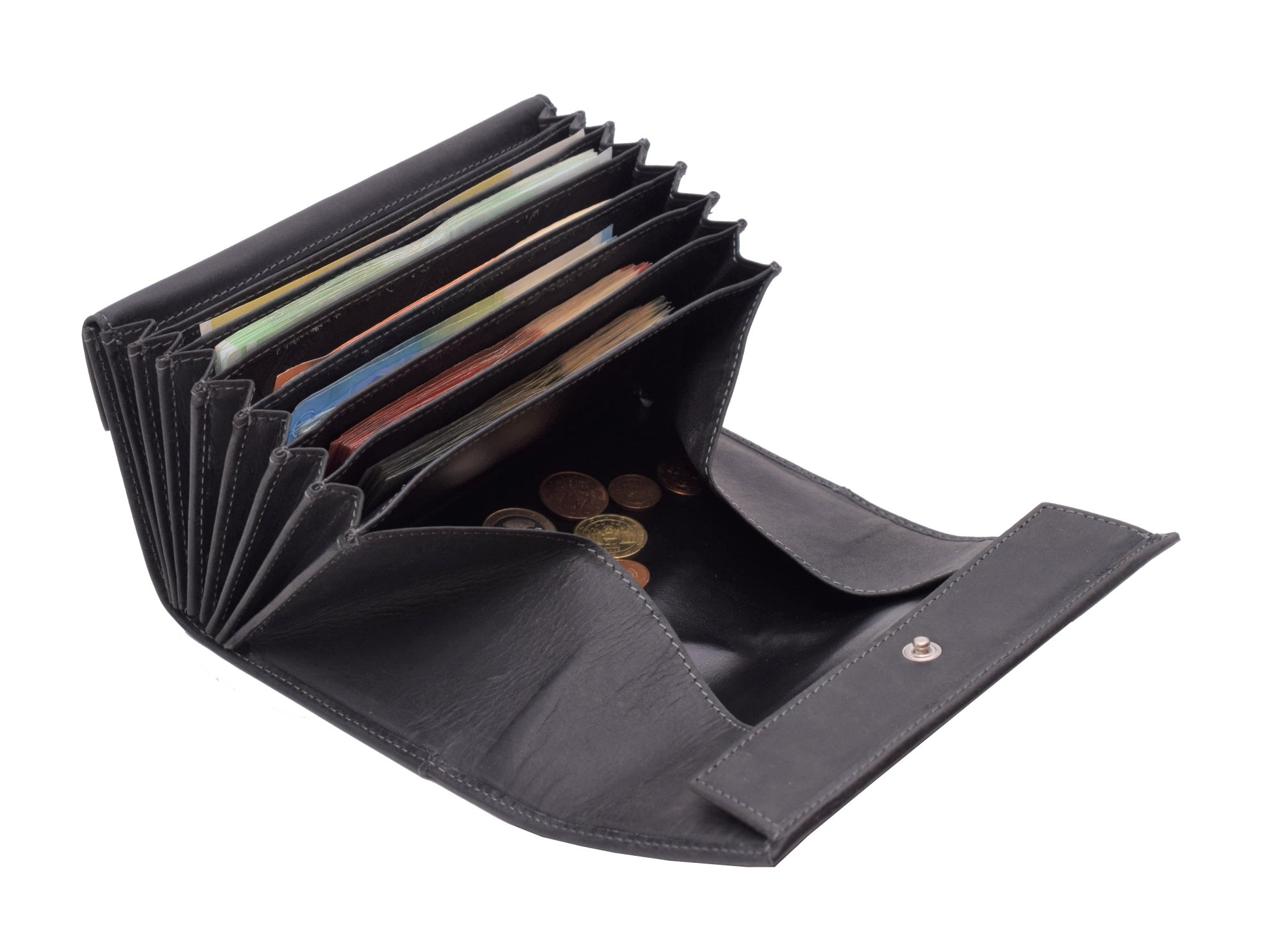 Menzo 992 Kellnerbörsenset Büffelleder/schwarz