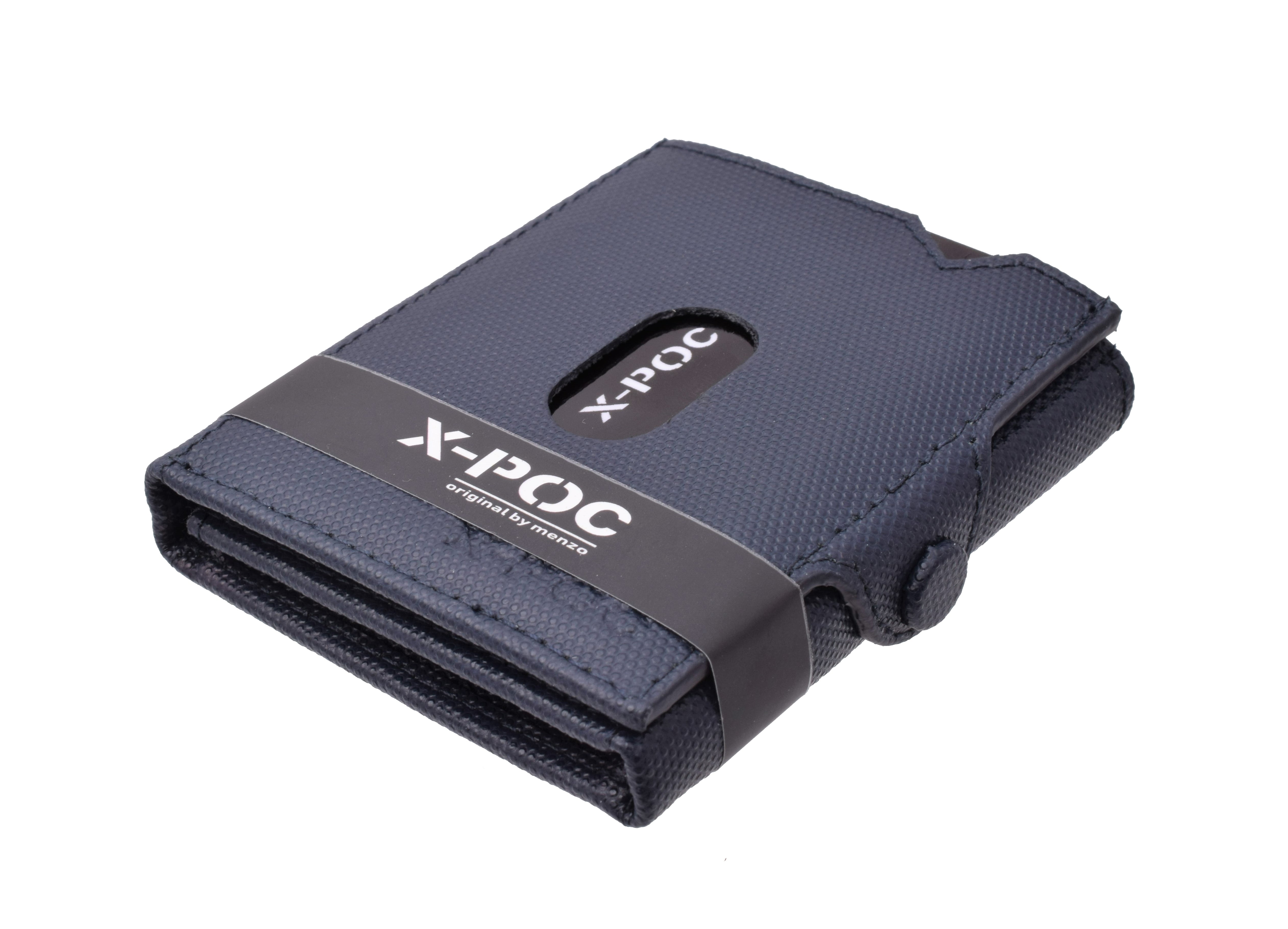 X-POC 7048 Kreditkarten Slim-Wallet Rindsleder/ blau