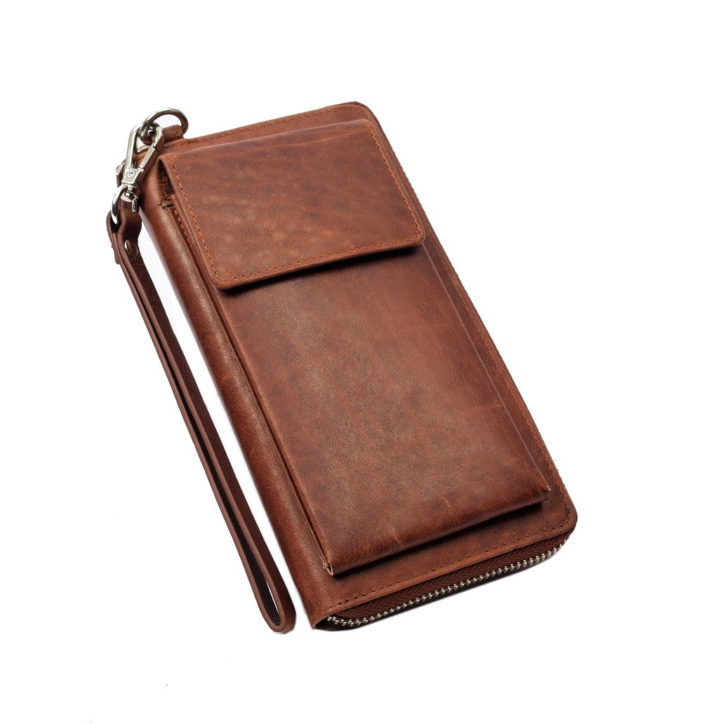 Menzo MB106 Handy-Lederbörsentasche Büffelleder/cognac