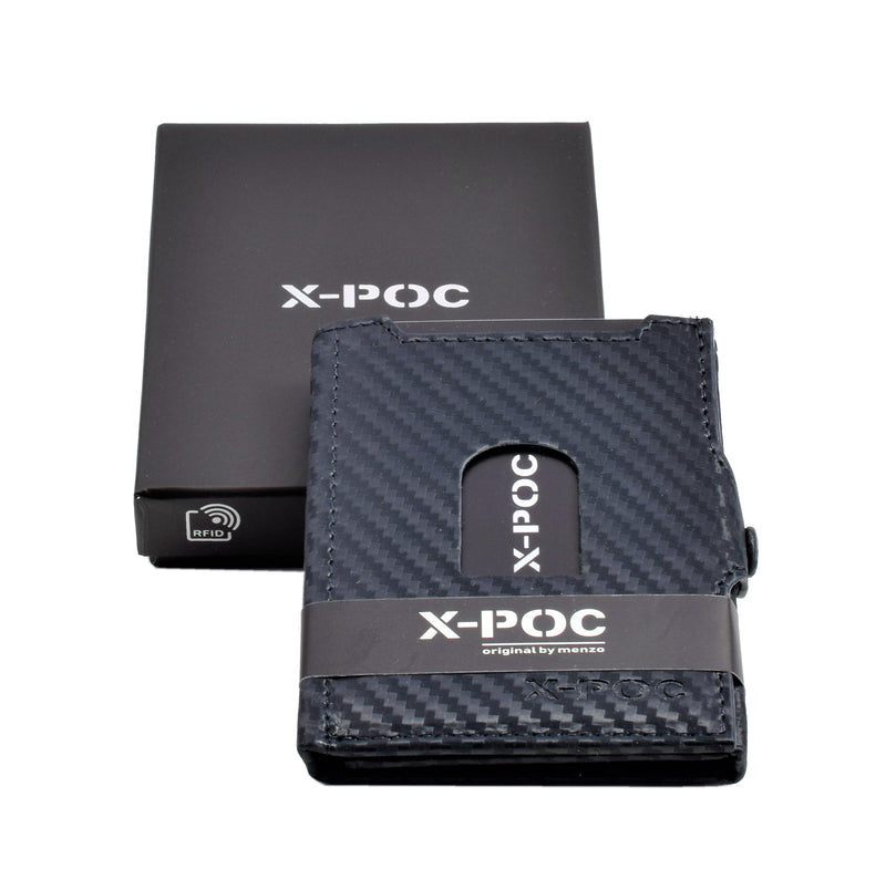X-POC 948 Kreditkarten Slim-Wallet Rindsleder/carbon-blau