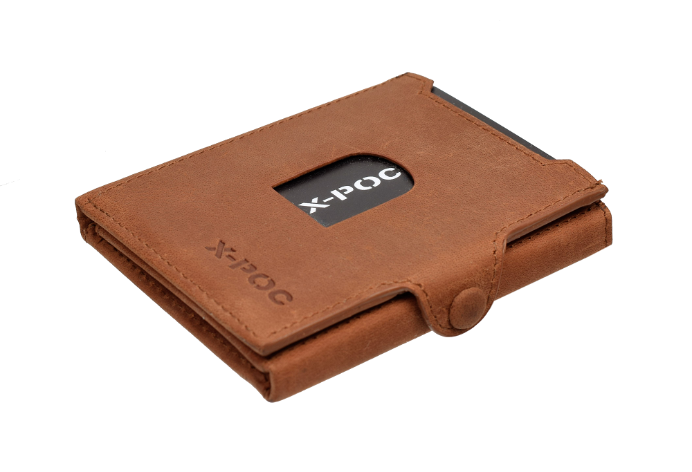 X-POC 7048 Kreditkarten Slim-Wallet Büffelleder/deltabraun