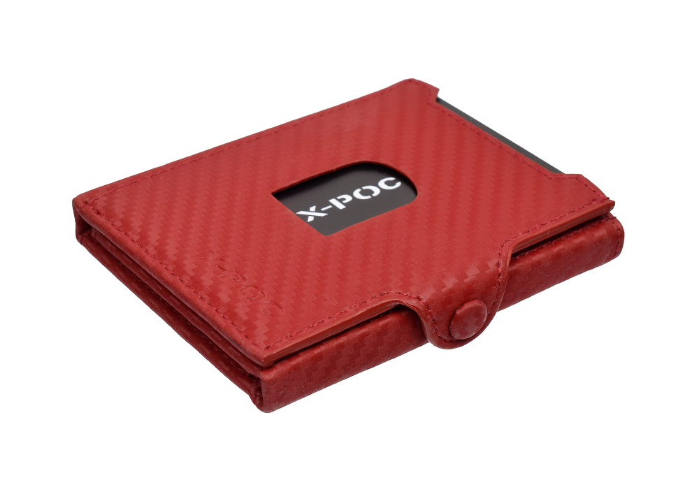 X-POC 7048 Kreditkarten Slim-Wallet Rindsleder/carbon-rot