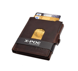 X-POC 7048 Kreditkarten Slim-Wallet Rindsleder/ dunkelbraun