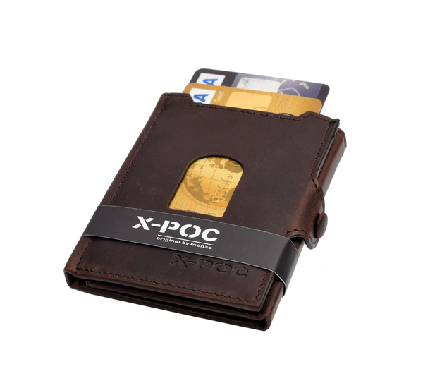 X-POC 948 Kreditkarten Slim-Wallet Rindsleder/ dunkelbraun