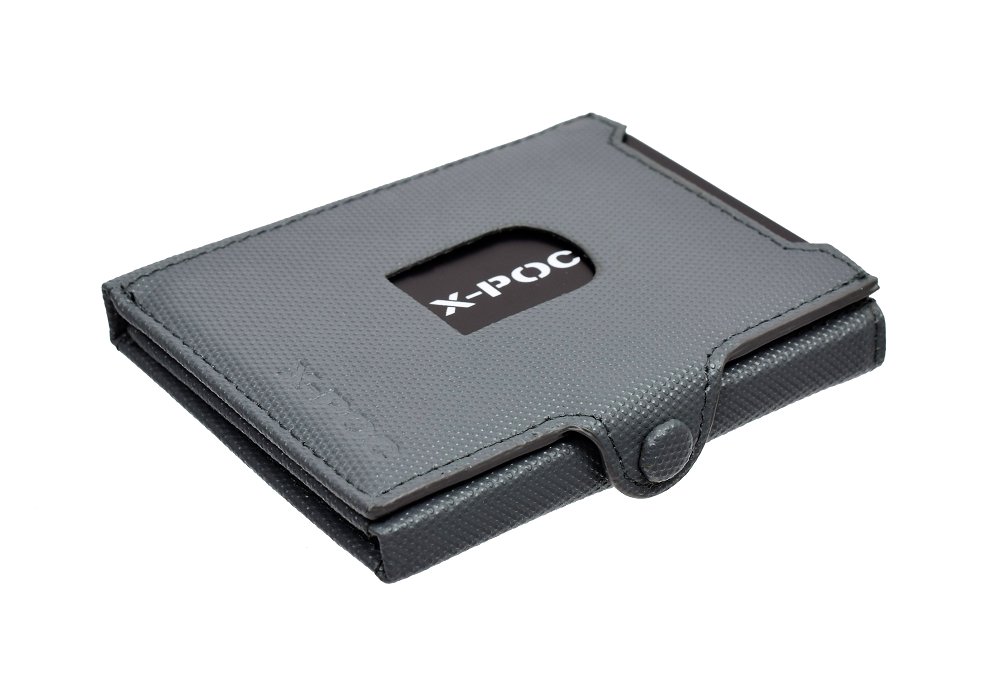 X-POC 7048 Kreditkarten Slim-Wallet Rindsleder/grau