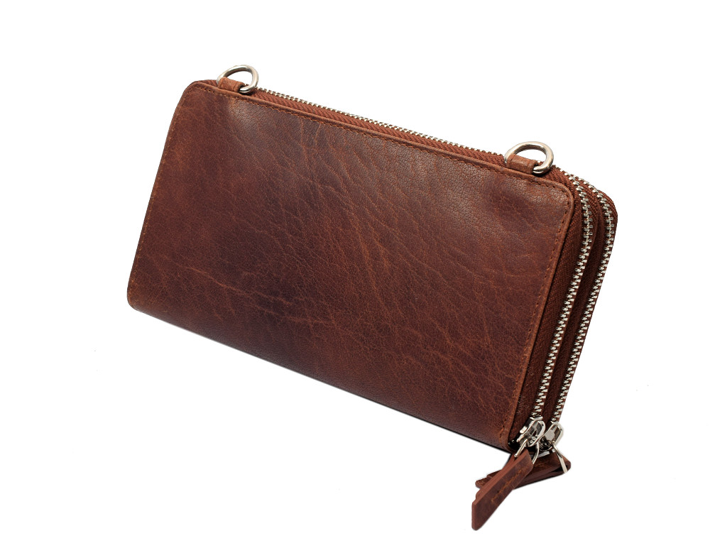 Handy- Lederbörsentasche | Büffelleder | Cognac