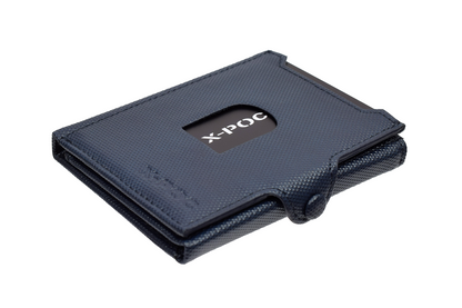 X-POC 7048 Kreditkarten Slim-Wallet Rindsleder/ blau