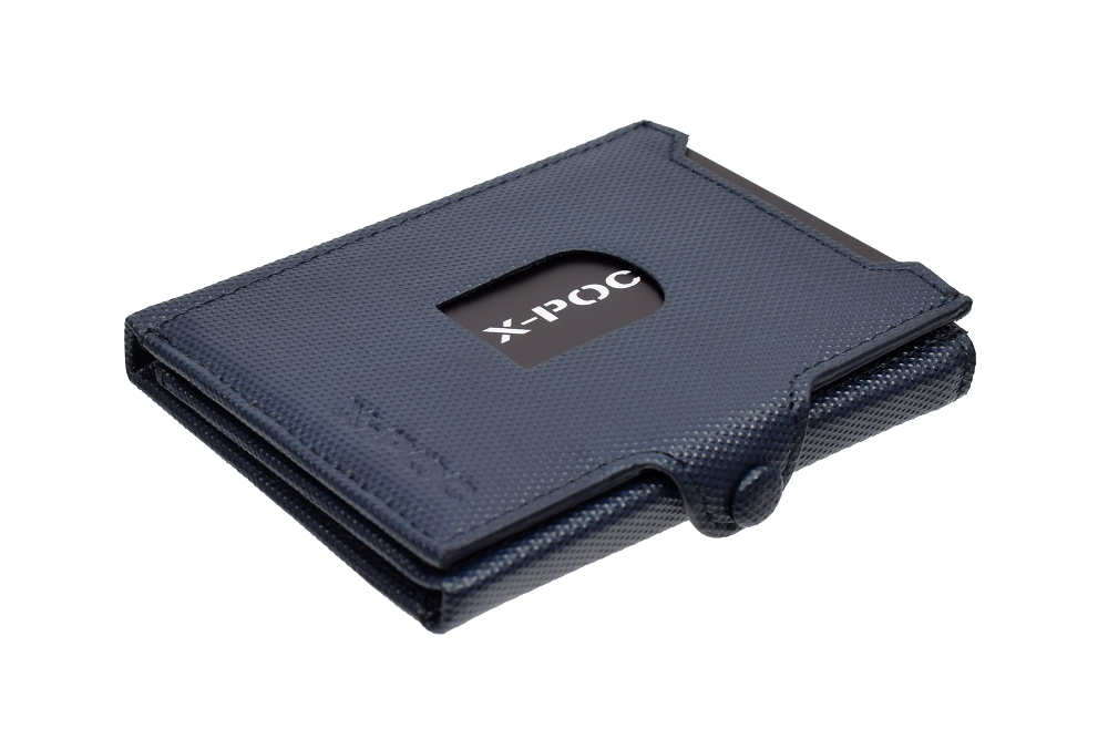 X-POC 7049 Kreditkarten Slim-Wallet mit Münzfach Rindsleder/blau