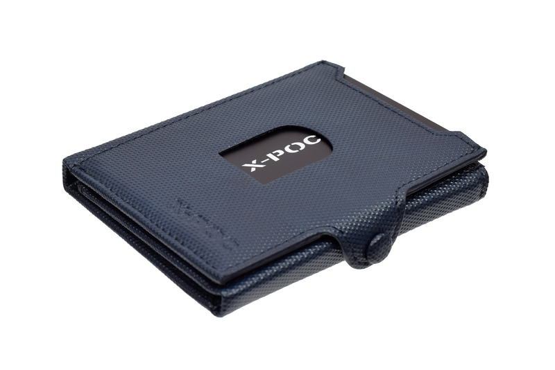 X-POC 949 Kreditkarten Slim-Wallet mit Münzfach Rindsleder/blau