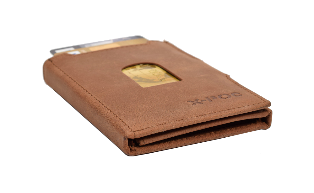 X-POC 7048 Kreditkarten Slim-Wallet Büffelleder/deltabraun