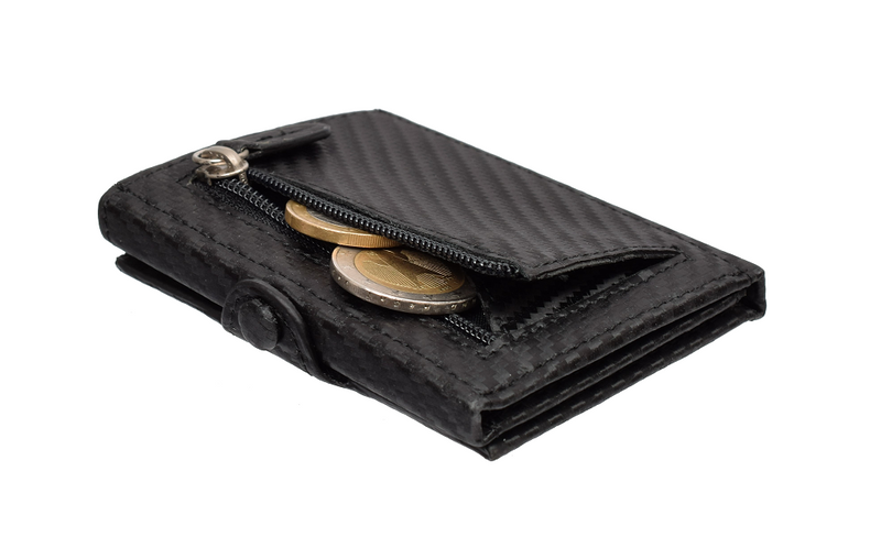 X-POC 949 Kreditkarten Slim-Wallet mit Münzfach Rindsleder/ carbon-schwarz