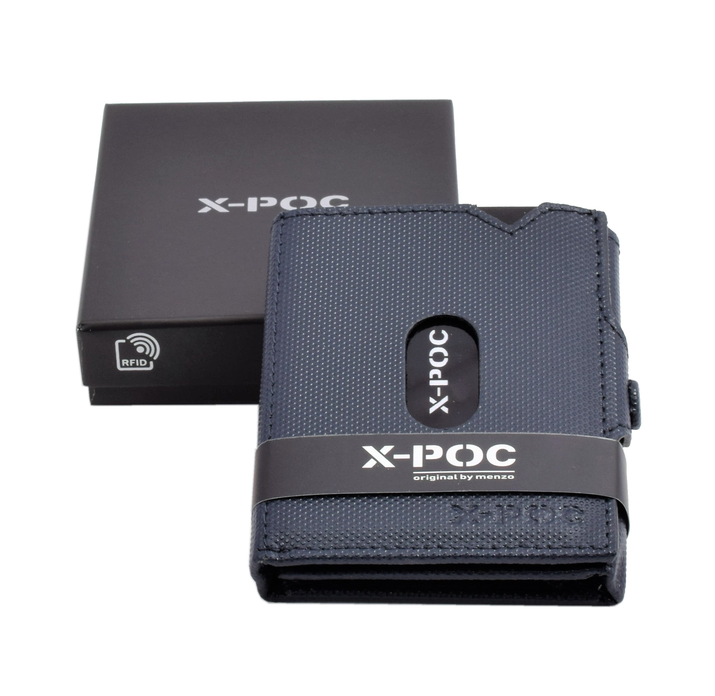 X-POC 7048 Kreditkarten Slim-Wallet Rindsleder/ blau