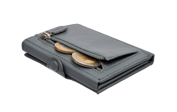 X-POC 949 Kreditkarten Slim-Wallet mit Münzfach Rindsleder/grau