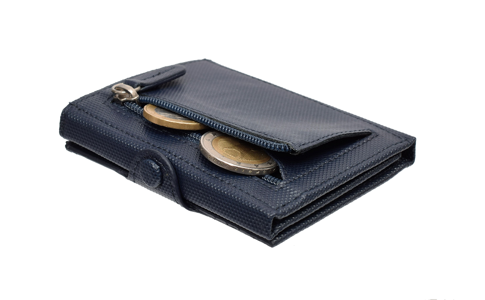 X-POC 7049 Kreditkarten Slim-Wallet mit Münzfach Rindsleder/blau