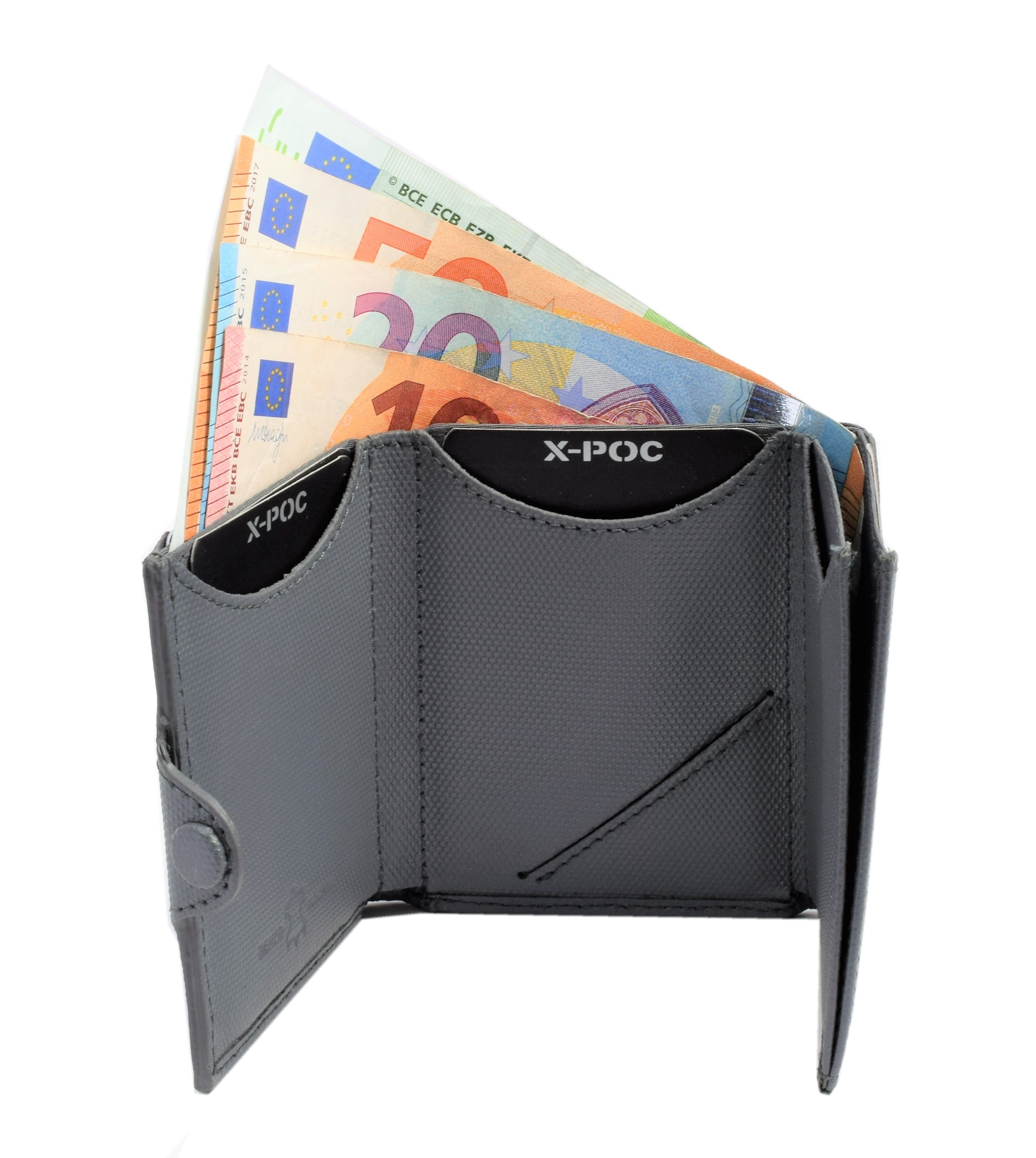 X-POC 7048 Kreditkarten Slim-Wallet Rindsleder/grau