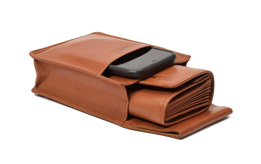 Menzo 992D Kellnerbörsenset mit Doppelnaht Rindsleder/cognac