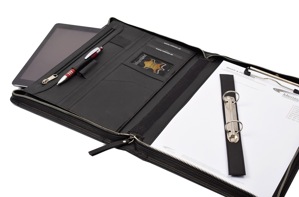 Menzo MB100 Schreibmappe A4 Nappaleder/schwarz