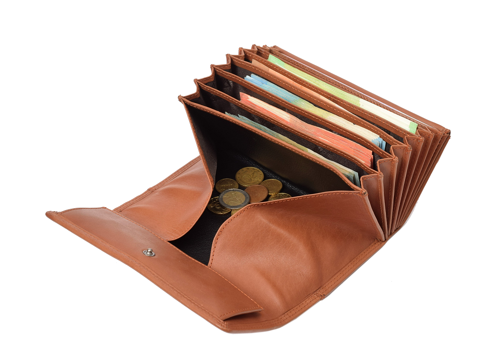Menzo 992D Kellnerbörsenset mit Doppelnaht Rindsleder/cognac