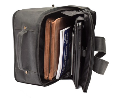 Menzo MB80 - Rucksack Büffelleder/schwarz für 15,6 Zoll Laptop