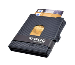 X-POC 7048 Kreditkarten Slim-Wallet Rindsleder/carbon-blau