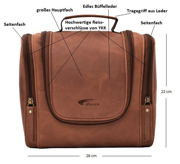 Menzo MB61 Kulturbeutel Büffelleder/deltabraun
