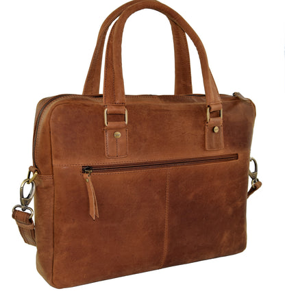 Menzo MB12 -14 Zoll Laptoptasche Büffelleder/deltabraun